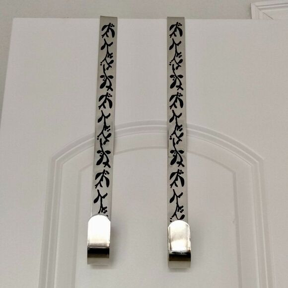 Vintage Other - Holiday Pair Silver Decorated Metal Wreath Hangers